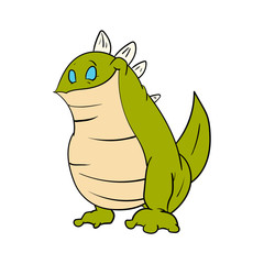 Colorful vector illustration of a cartoon green smiling lizard