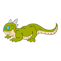 Colorful vector illustration of a cartoon green smiling lizard