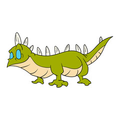 Fototapeta premium Colorful vector illustration of a cartoon green smiling lizard