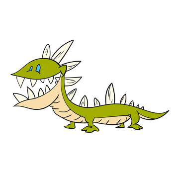 Colorful vector illustration of a cartoon green smiling lizard