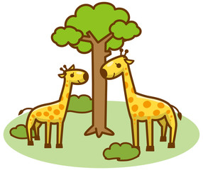 Fototapeta premium Żyrafa i łąka