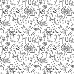 Mushrooms vector seamless pattern