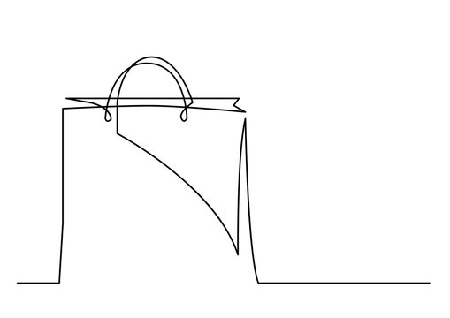 continuous line drawing of shopping bag