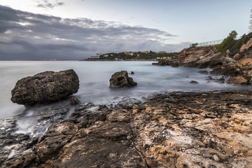 Fototapeta na wymiar Coastline at Sunset in Salou, Tarragona, Costa Daurada