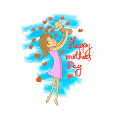 Vector illustration of mother and daughter.