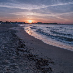 Sunrise at Cambrils Beach, Tarragona, Catalonia, Spain