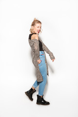 Pretty winking blond woman