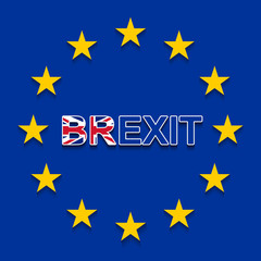 BREXIT on the EU flag - UK's withdrawal from the EU. Vector illustration. EPS10