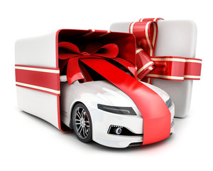 Car gift in box and ribbon - 145534059