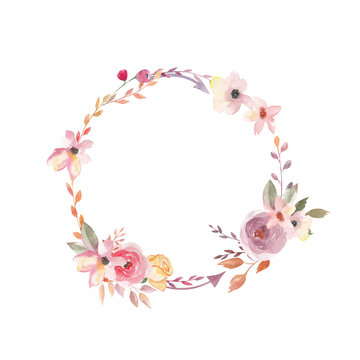 Watercolor wreath. Floral design