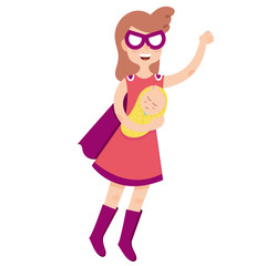 Vector Super mom and baby, Mother´s day