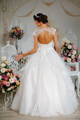 Model posing in a beautiful wedding dress