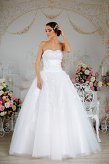 Model posing in a beautiful wedding dress
