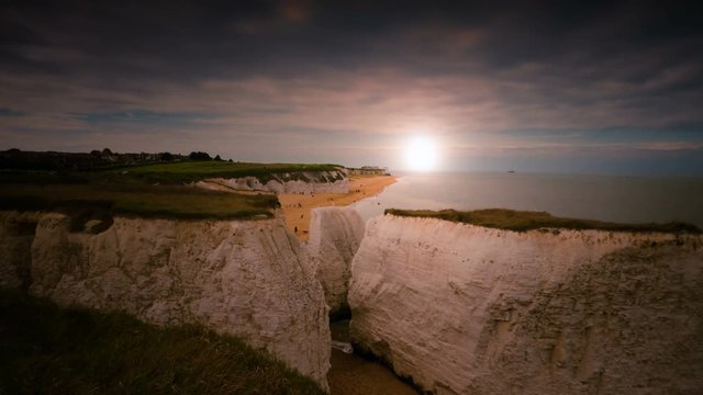 Night beach - sun setting timelapse