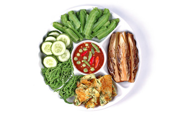 Spicy shrimp paste dip as Nam Prik Kapi