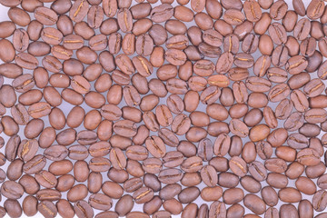 Coffee beans on a light surface