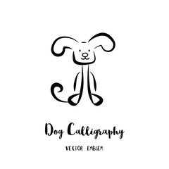 Vector Dog Calligraphy Emblem