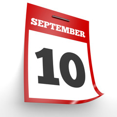 September 10. Calendar on white background.