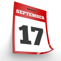 September 17. Calendar on white background.