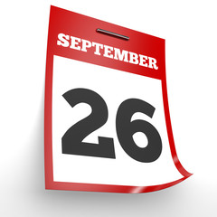 September 26. Calendar on white background.