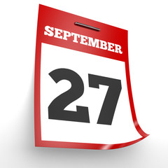 September 27. Calendar on white background.