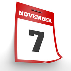 Fototapeta premium November 7. Calendar on white background.