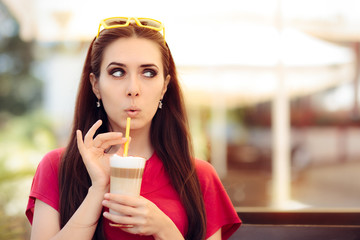 Surprised Girl with Summer Coffee Drink 