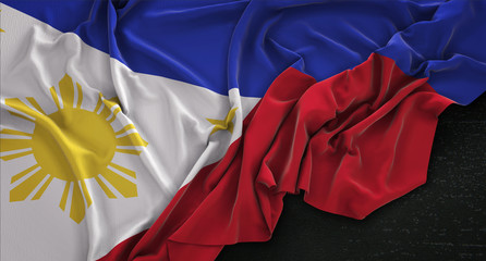Philippines Flag Wrinkled On Dark Background 3D Render