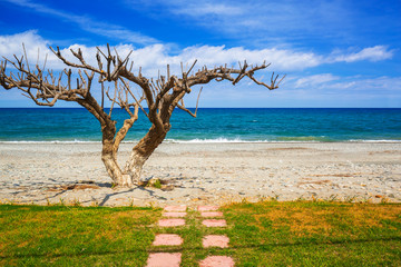 Scenery of Maleme beach on Crete, Greece