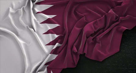 Qatar Flag Wrinkled On Dark Background 3D Render