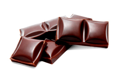 Dark chocolate bars stack isolated