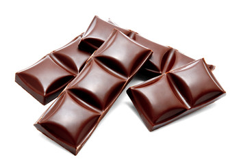 Dark chocolate bars stack isolated