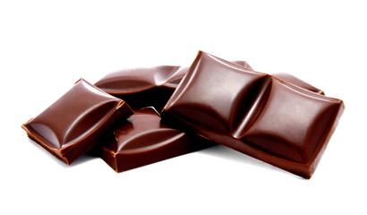 Naklejka premium Dark chocolate bars stack isolated