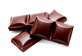 Dark chocolate bars stack isolated
