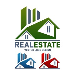 Real Estate Vector Logo Design, Simple Home and Building Template