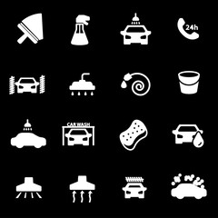Vector white car wash icons set