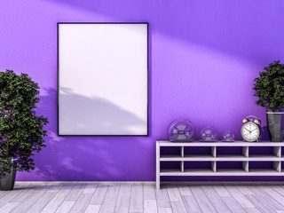 White mock up frame, modern background. 3D rendering