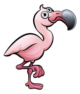 Flamingo Safari Animals Cartoon Character