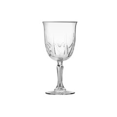Glass transparent empty glass for drinks, isolated on white background.