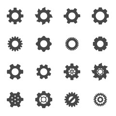 Vector black gear icons set