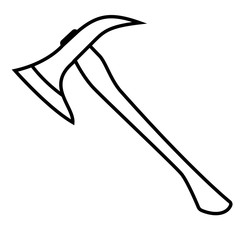 Firefighters Axe. Linear thin line vector illustration
