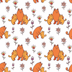 Children's vector seamless pattern in cartoon style with the image of cute cats.
