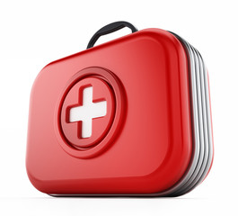 First aid kit isolated on white background. 3D illustration