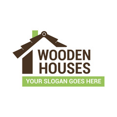 Vector logo template for building company. Illustration of a wooden roof in brown color. Architecture icon. EPS10.