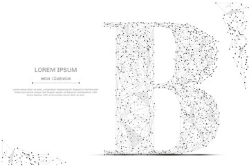 Abstract mash line and point the letter B with diagram on white background with an inscription. Starry sky or space, consisting of stars and the universe. Vector business illustration