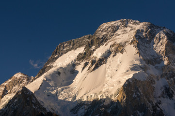 Broad peak mountain at sunset, Concordia camp, K2 trek, Pakistan