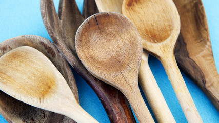 closeup of wooden cooking spoons