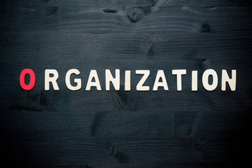 Fototapeta na wymiar wooden word organization on background business concept