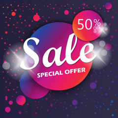 Sale and special offer. 50% off. Vector illustration.Theme color.