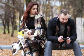 couple in love date in autumn park